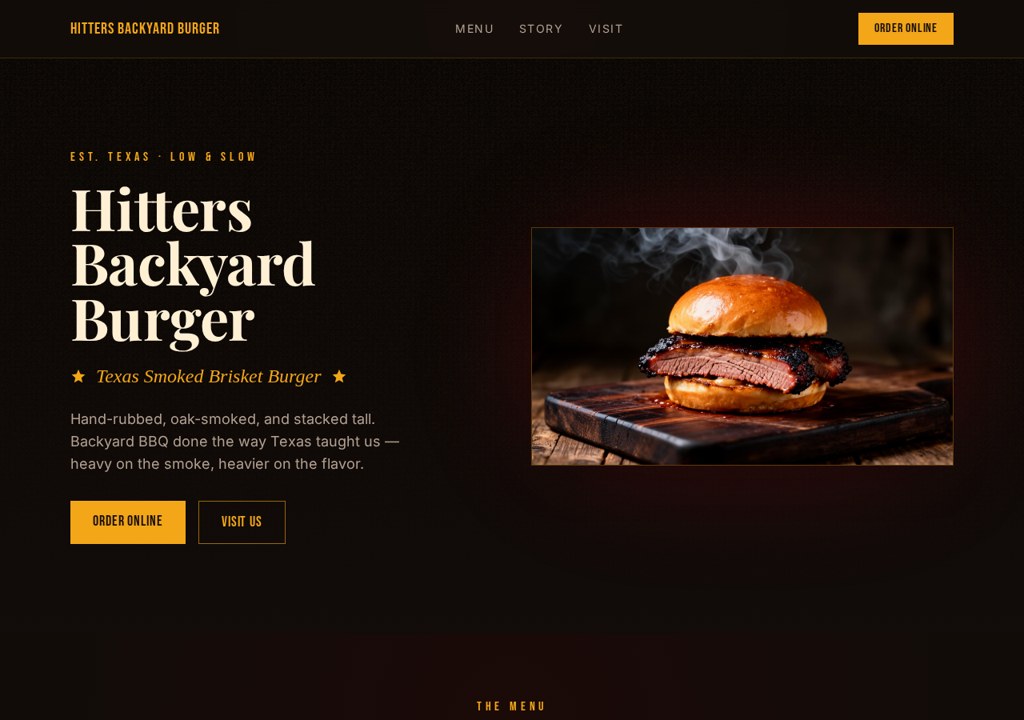 Hitters Backyard Burger website screenshot